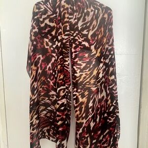 Pink and brown cheetah print scarf